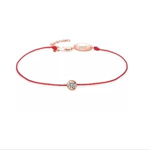 Red String Fate Zircon Rose Gold Bracelet 925